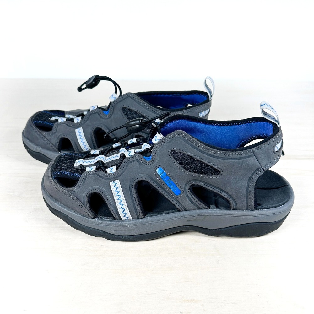 L.L.Bean Sandals Mens Gray Blue 7.5 M Closed Toe Fisherman Outdoor Water Hiking
